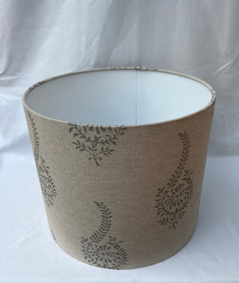 Natural drum lampshade with 'fossil' detail -suzie-catlin-designs