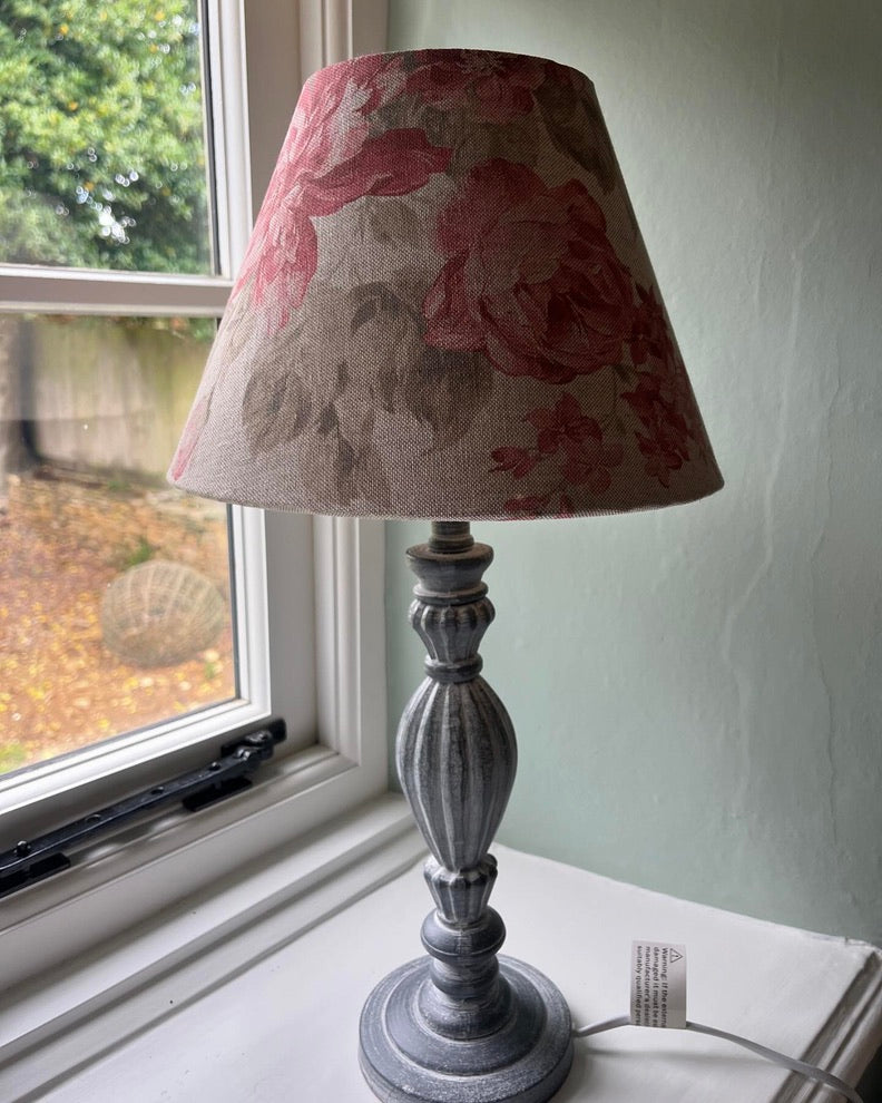 Pink 'cabbages & roses' linen lampshade -suzie-catlin-designs