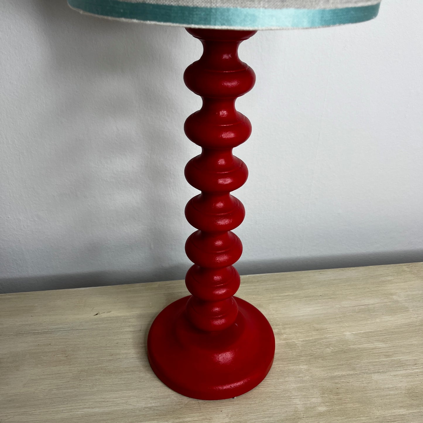 Handmade Lampshade with Painted Base in Red