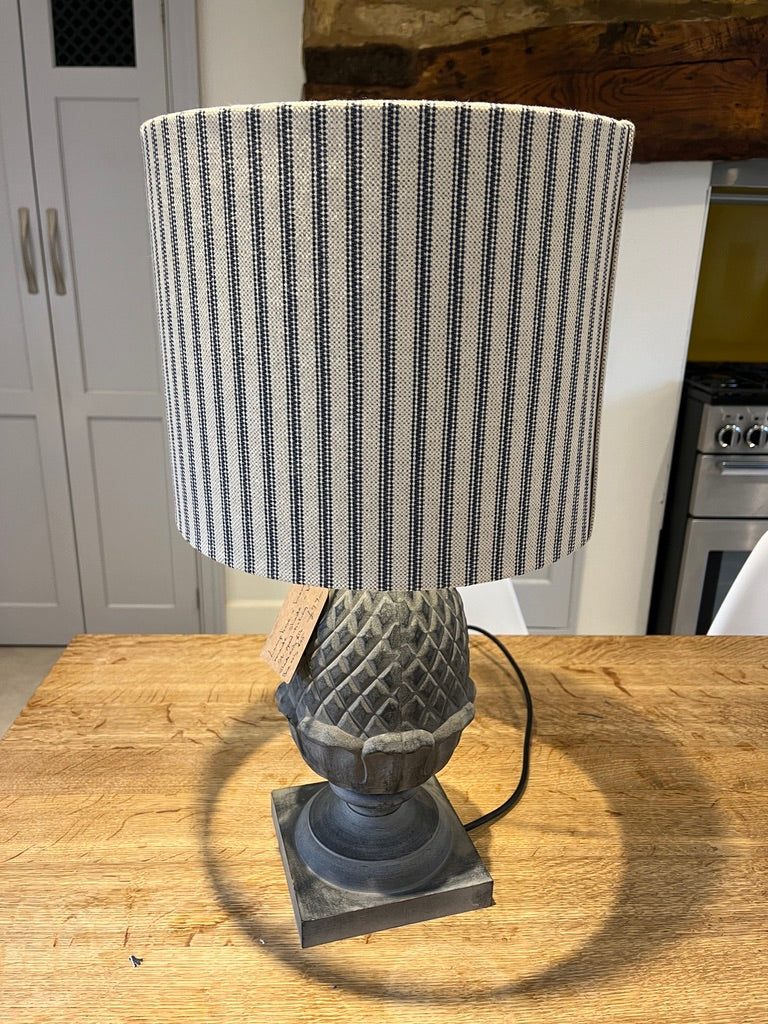 Blue & white ticking handmade lampshade -suzie-catlin-designs