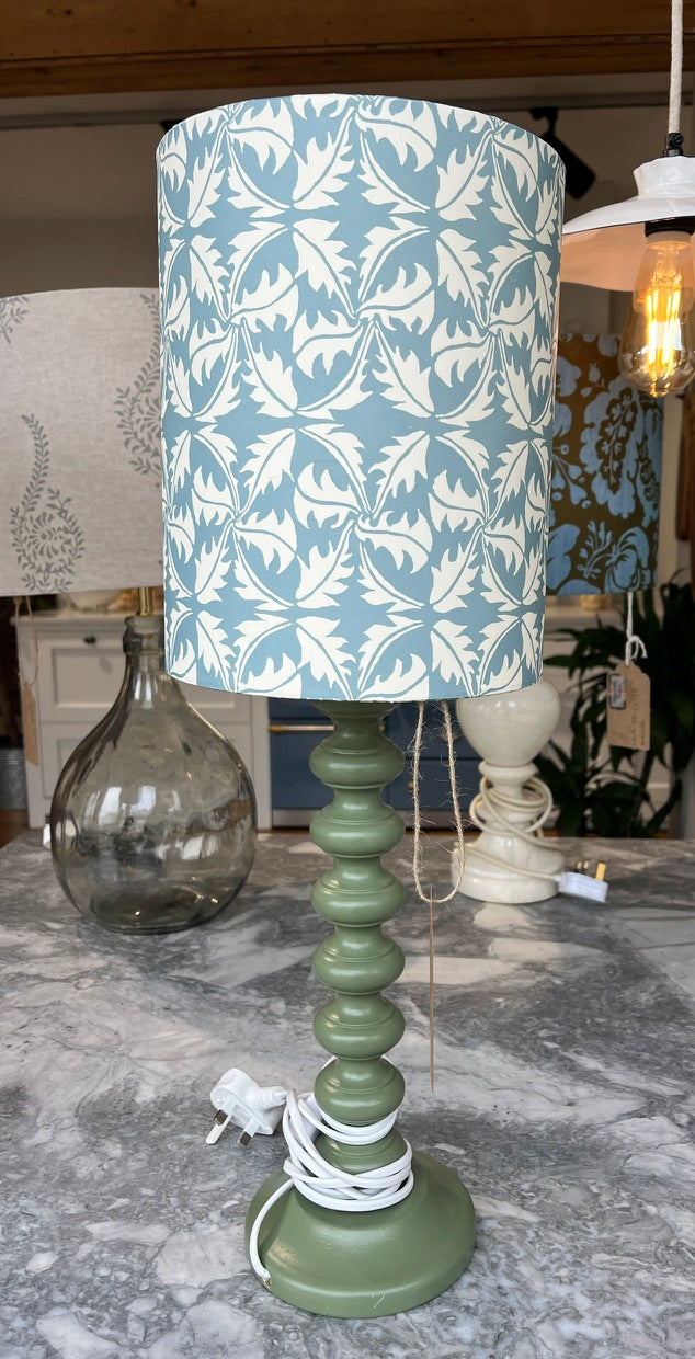 Contemporary white & blue handmade lampshade -suzie-catlin-designs