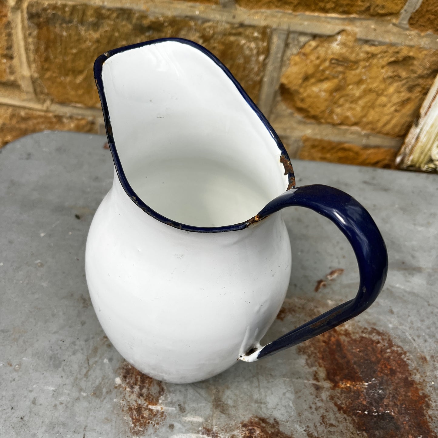 Vintage Enamel Jug with Floral Detail