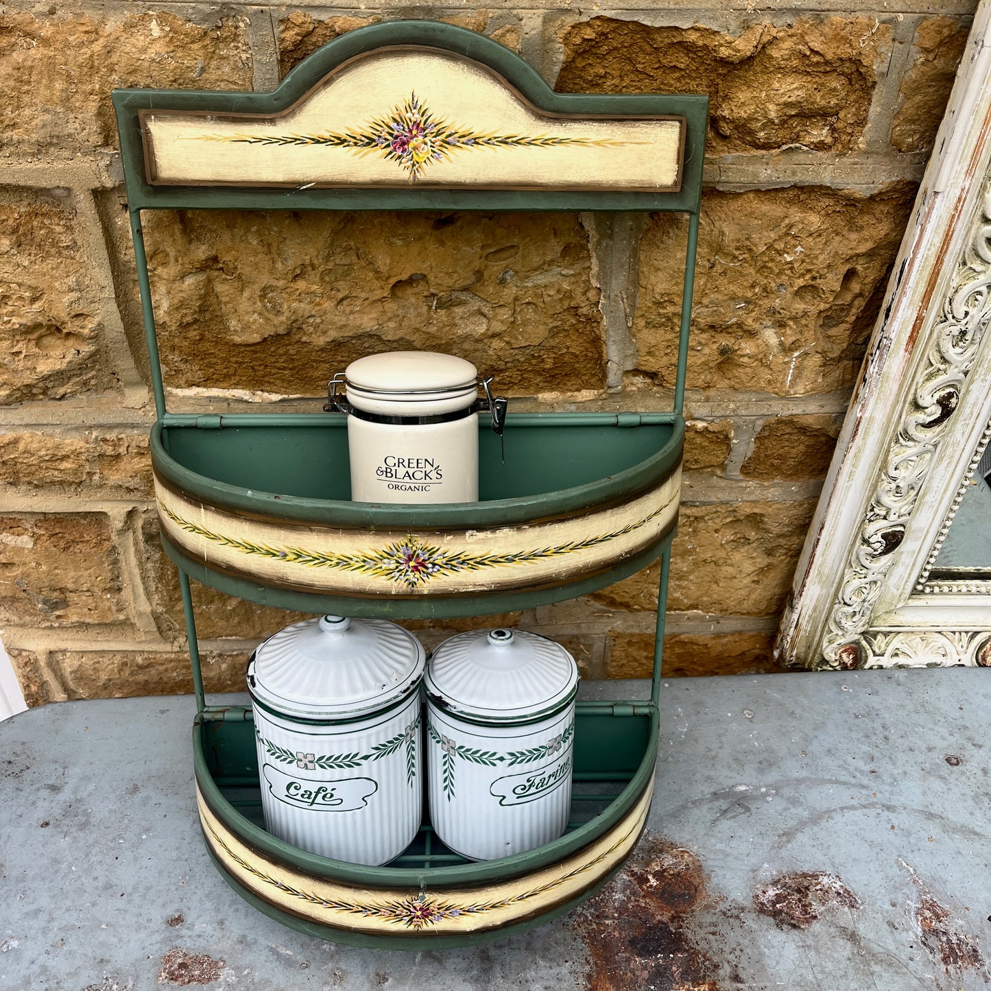 Vintage French Folding Green Shelves