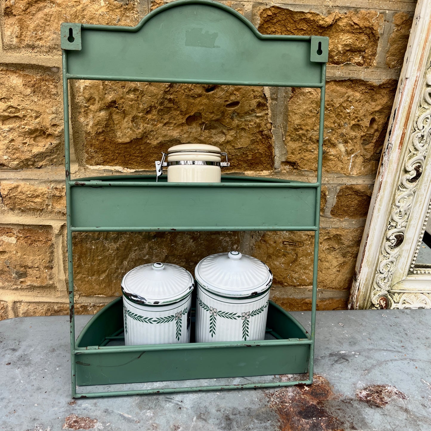 Vintage French Folding Green Shelves