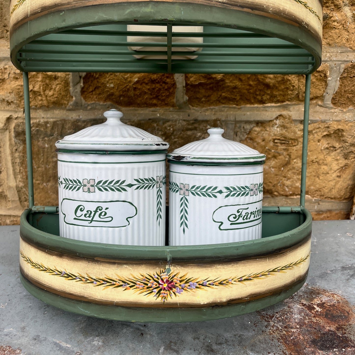 Vintage French Folding Green Shelves
