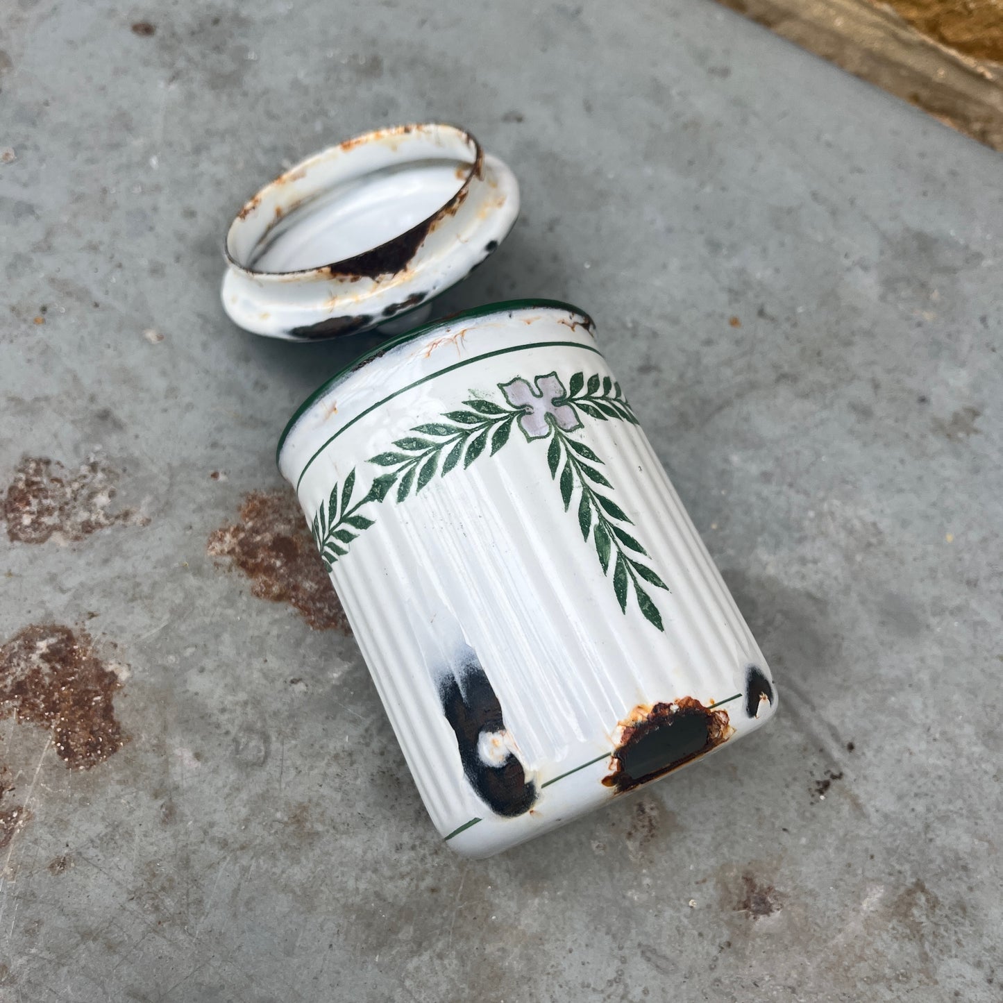 Vintage French Enamel Coffee, Sugar etc Set of 6 Storage Containers