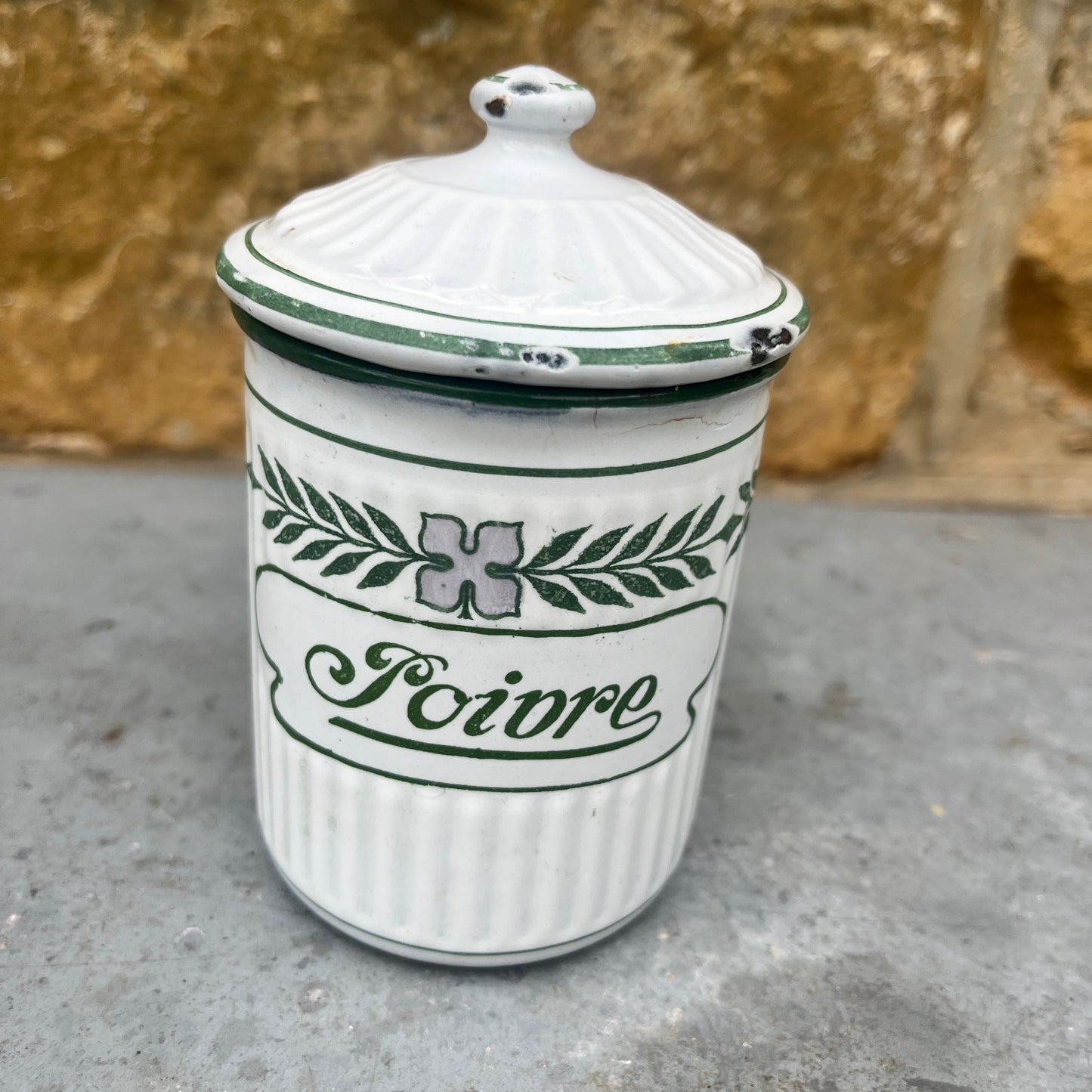 Vintage French Enamel Coffee, Sugar etc Set of 6 Storage Containers