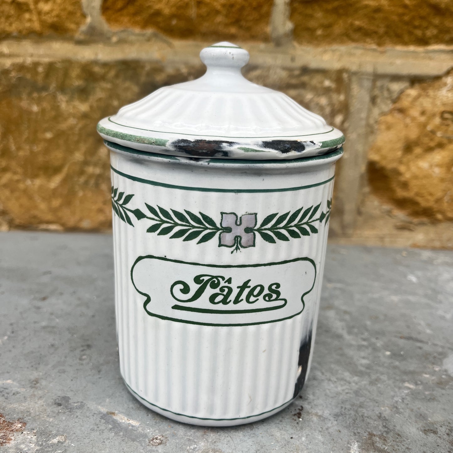 Vintage French Enamel Coffee, Sugar etc Set of 6 Storage Containers