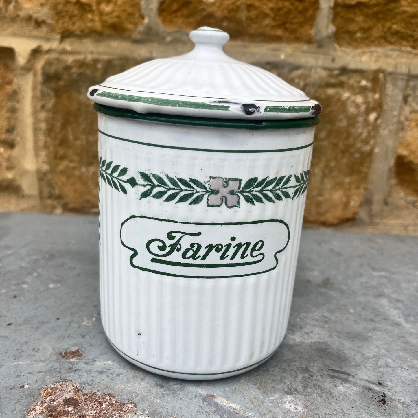 Vintage French Enamel Coffee, Sugar etc Set of 6 Storage Containers