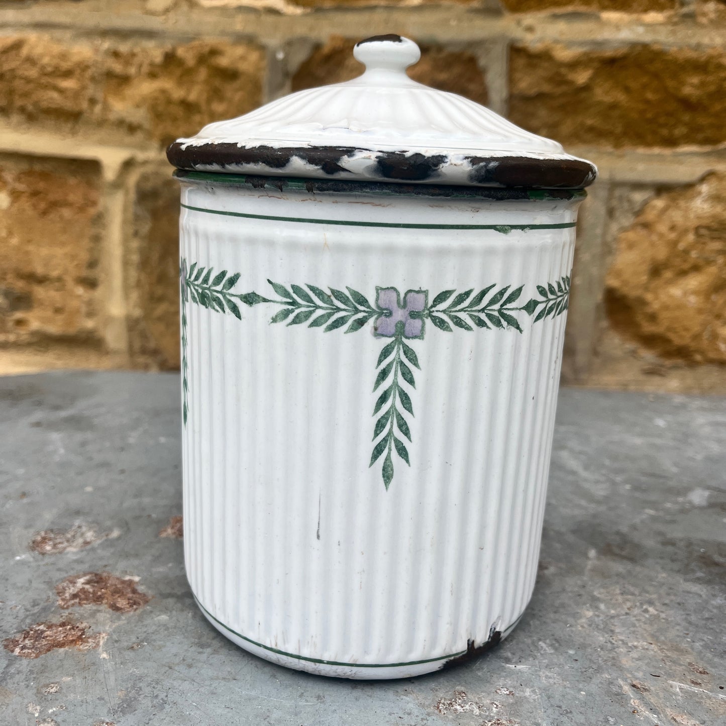 Vintage French Enamel Coffee, Sugar etc Set of 6 Storage Containers