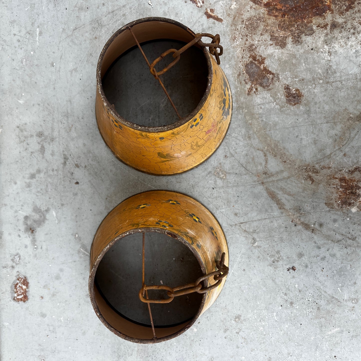 A Pair of Hand-Painted Vintage French Lamp Shades