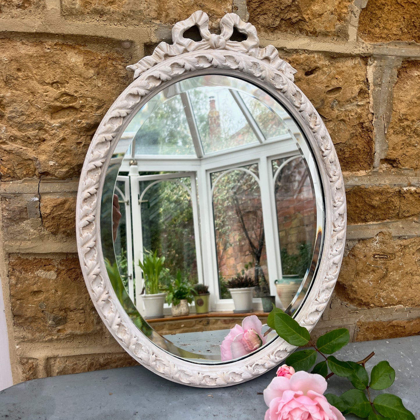French style shabby chic oval mirror