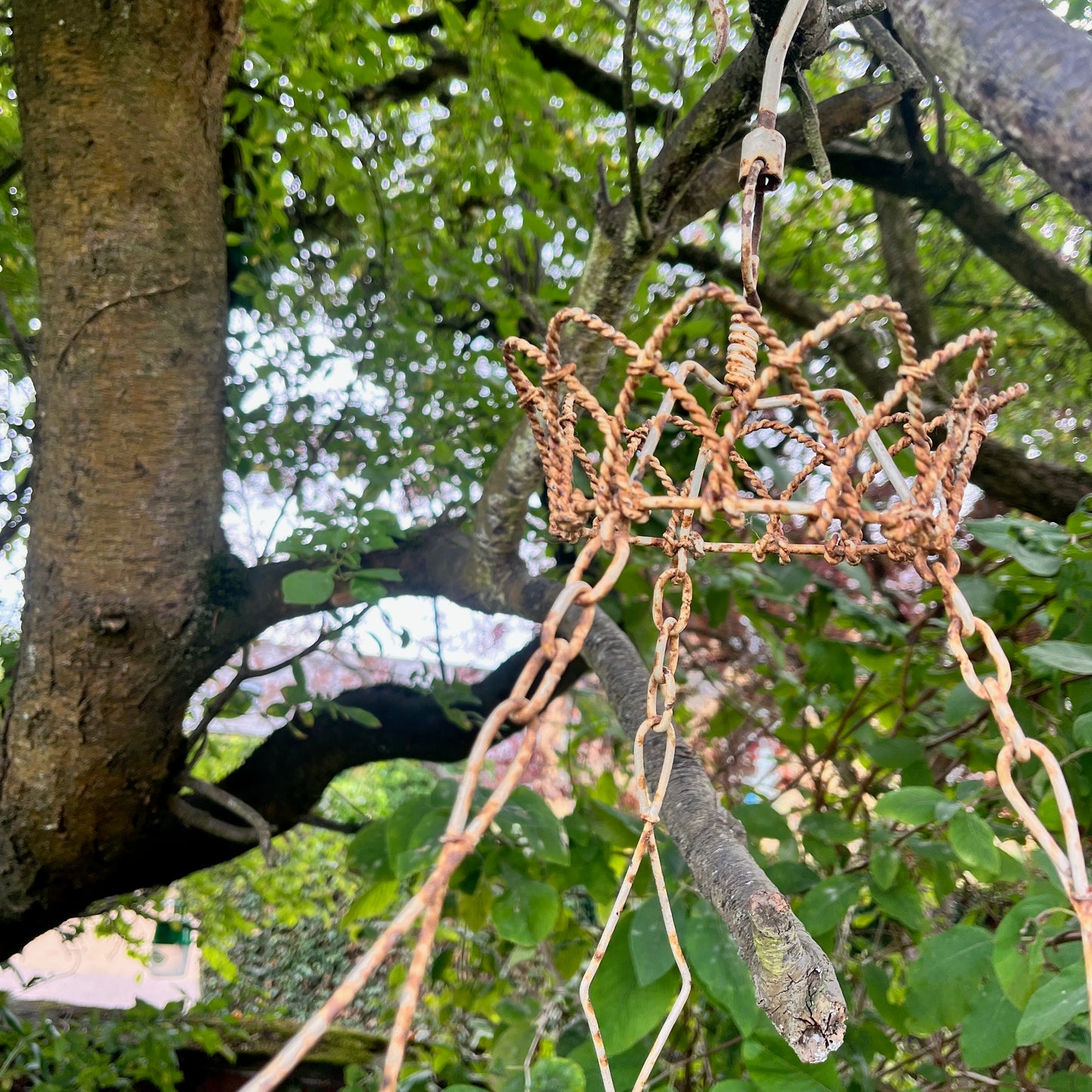 Large Vintage Wire Hanging Basket