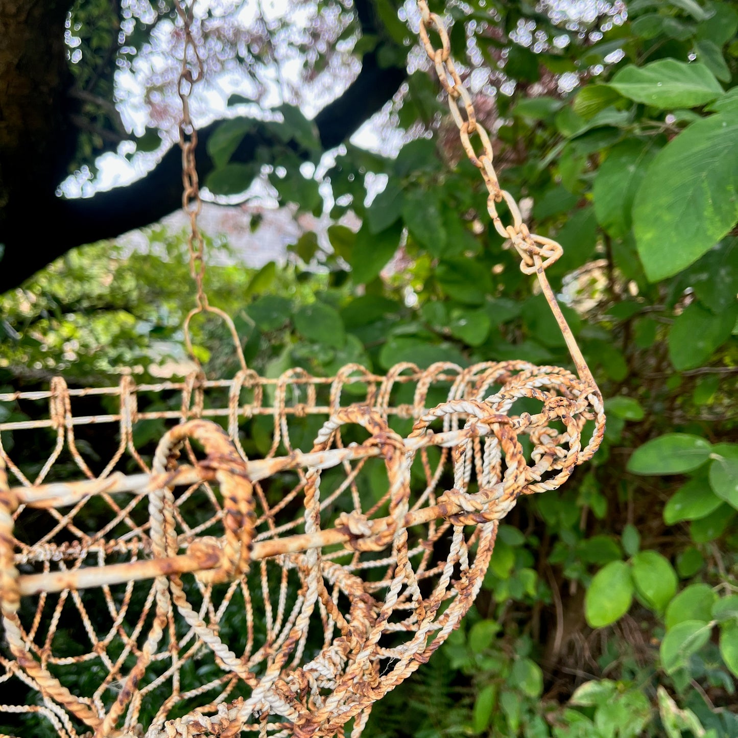 Large Vintage Wire Hanging Basket