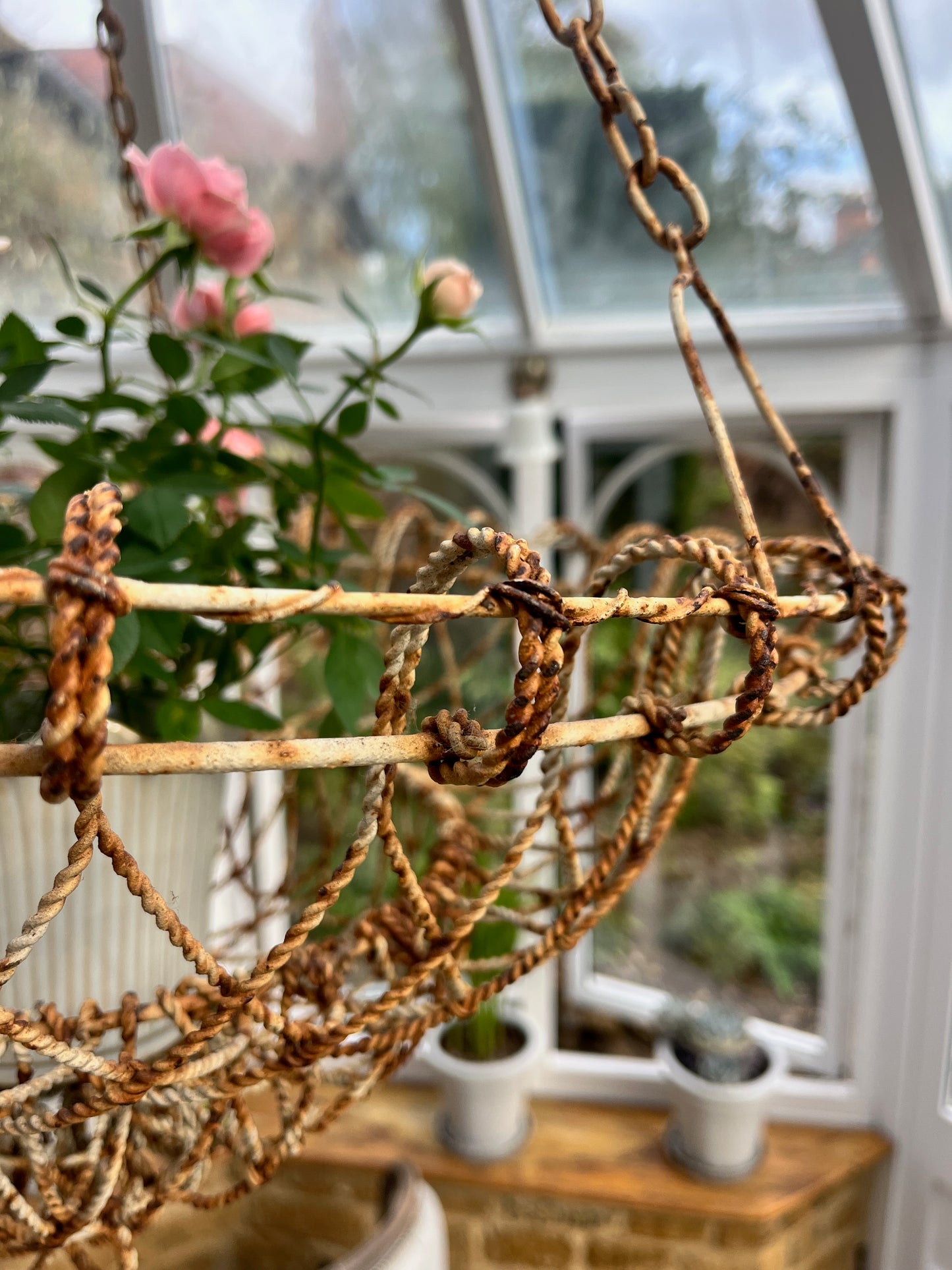 Large Vintage Wire Hanging Basket