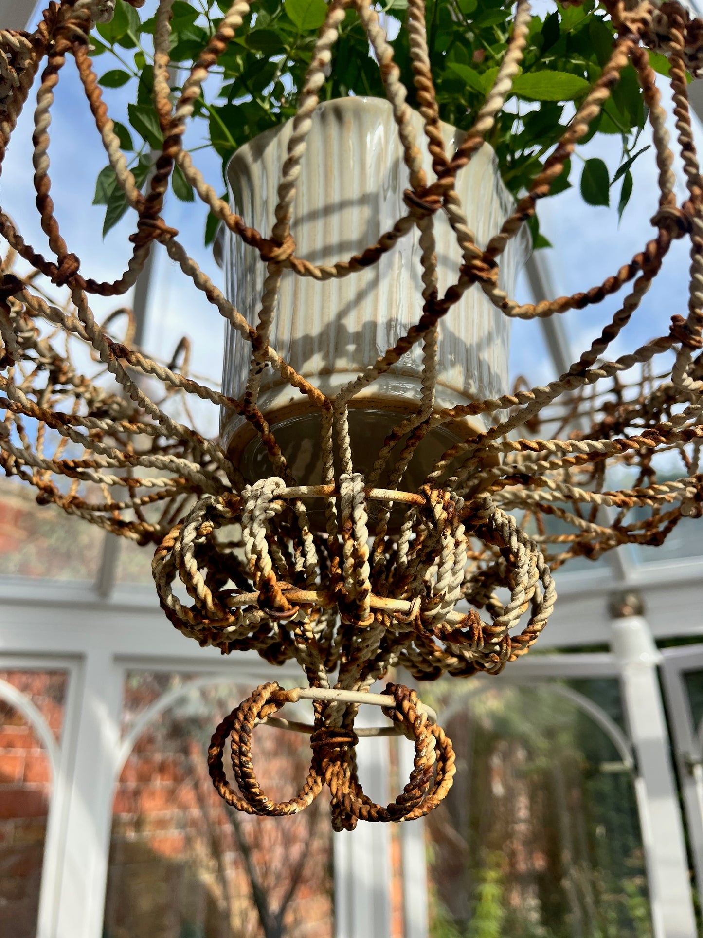 Large Vintage Wire Hanging Basket
