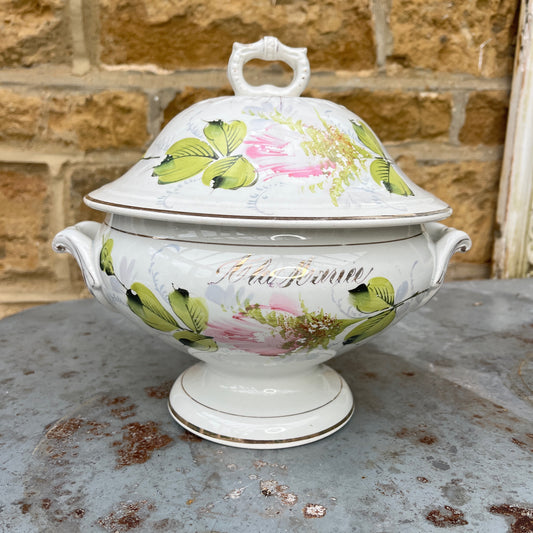 Decorative ceramic French tureen with floral design