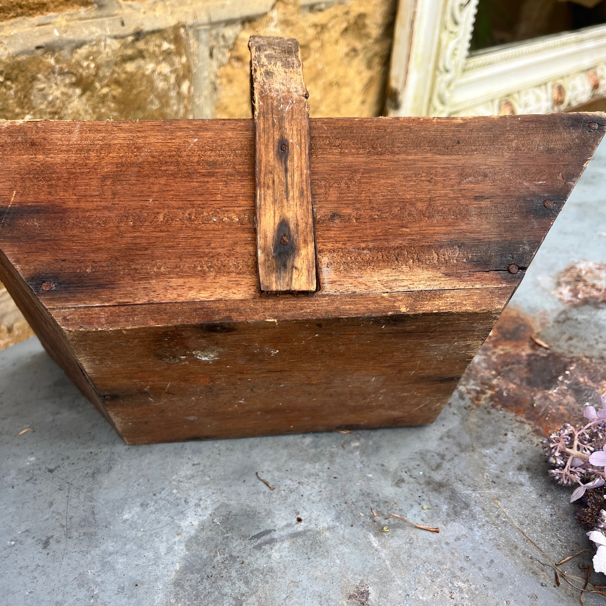 Small vintage trug with paint marks inside
