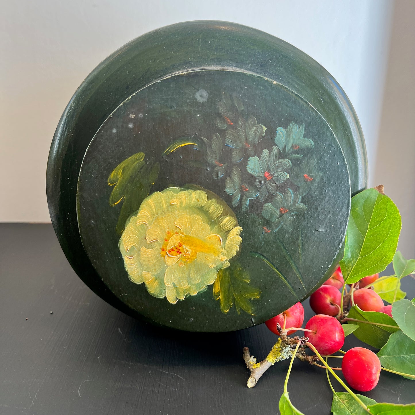 Vintage Tole Hand Painted Lidded Canister