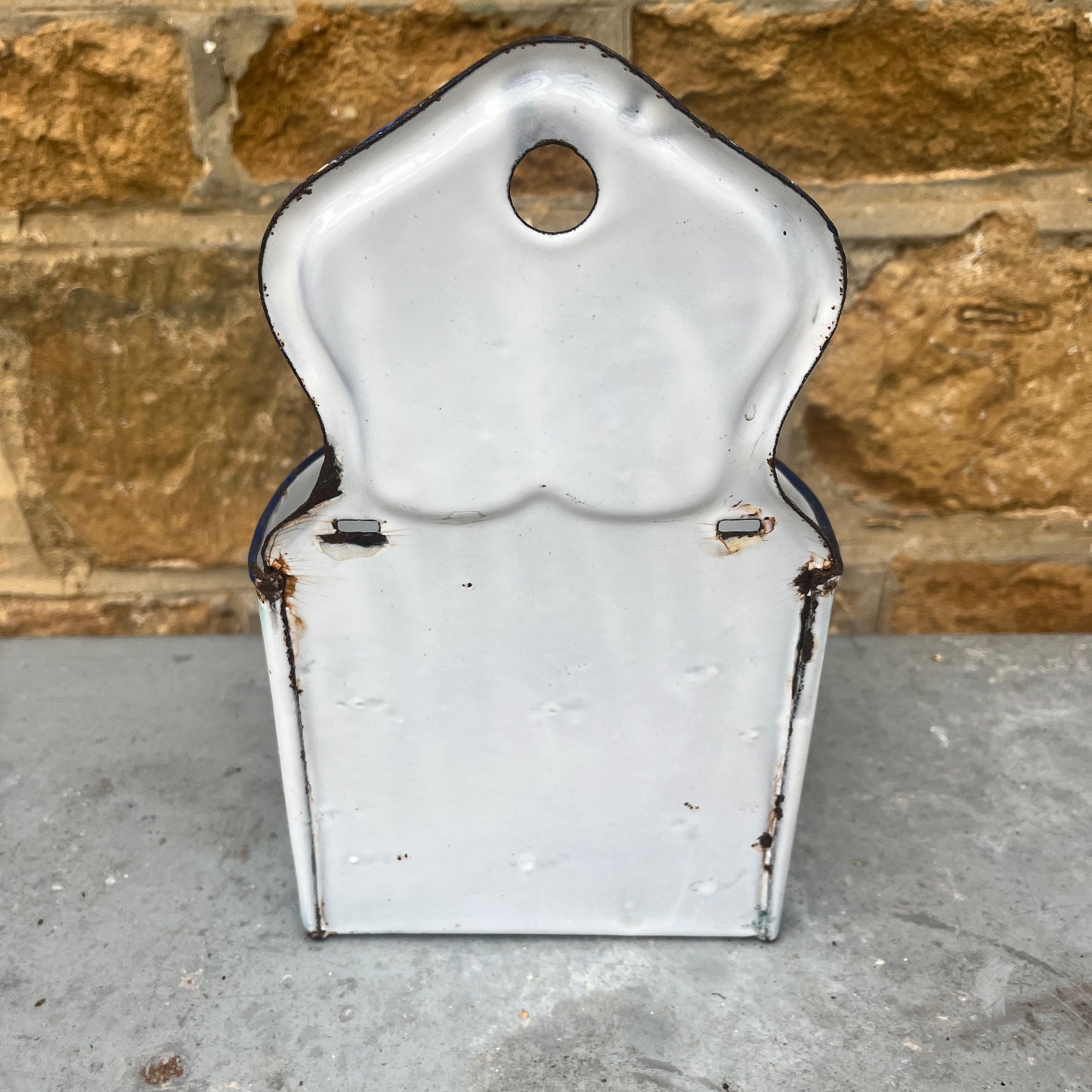 Vintage French Enamel Sel Container