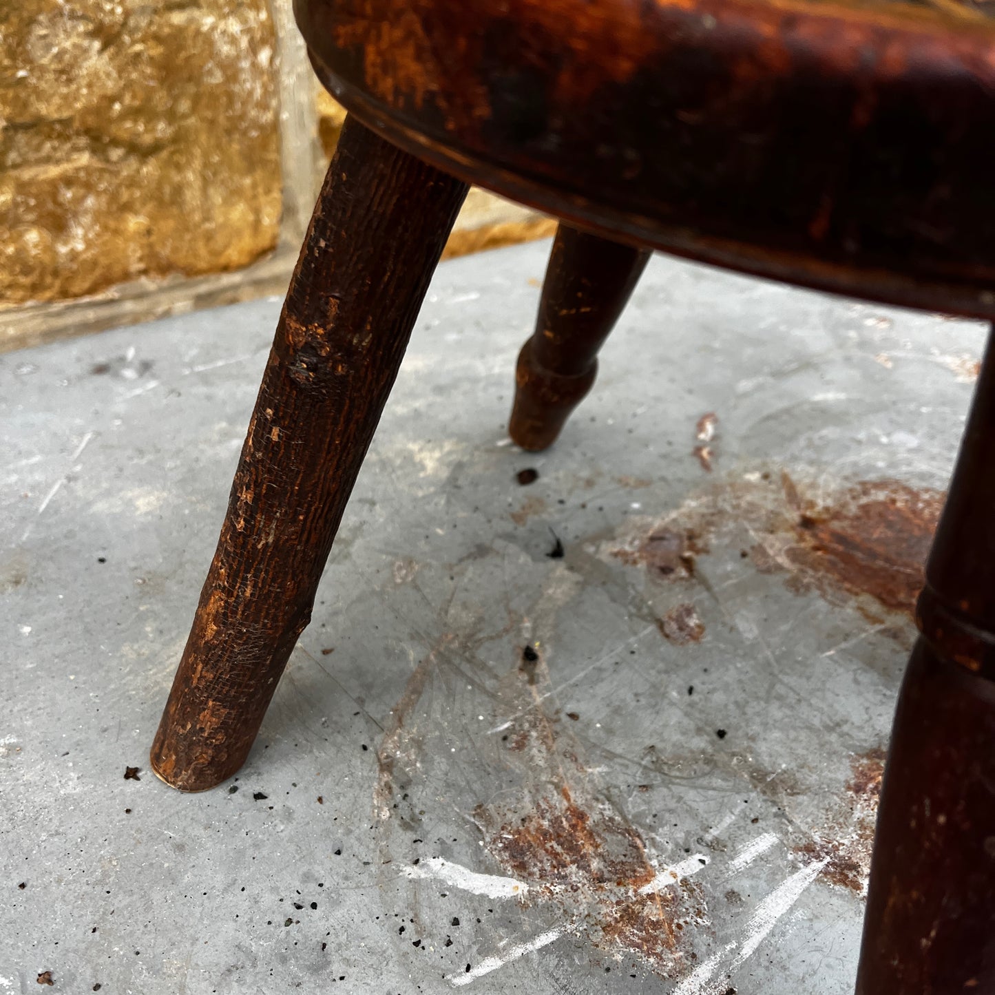 Vintage wooden stool with intricate carvings
