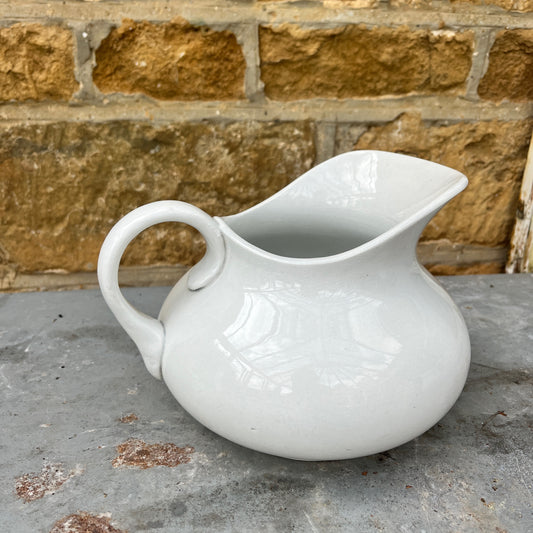 Two white ceramic pitchers or jugs - french - vintage