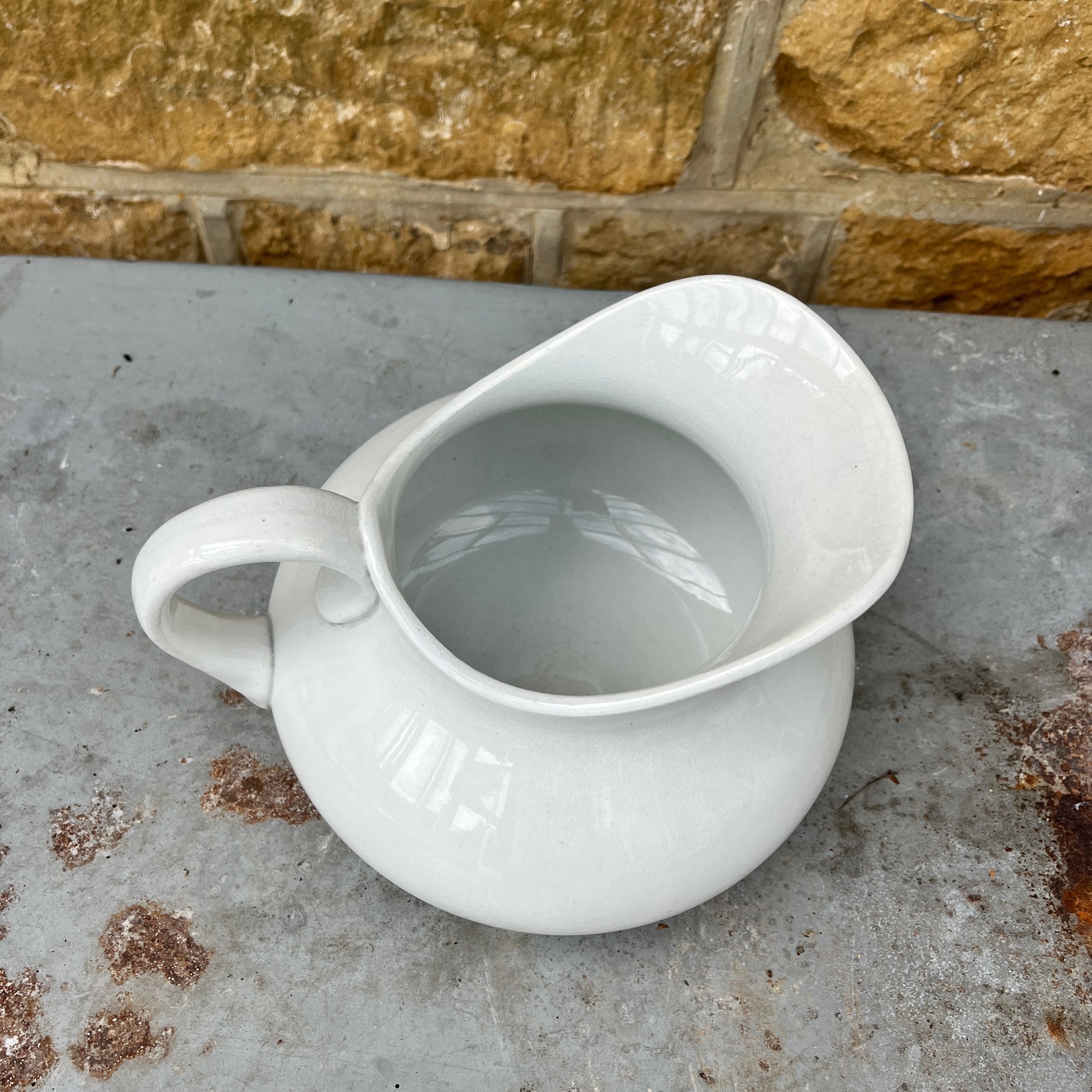 Two white ceramic pitchers or jugs - french - vintage