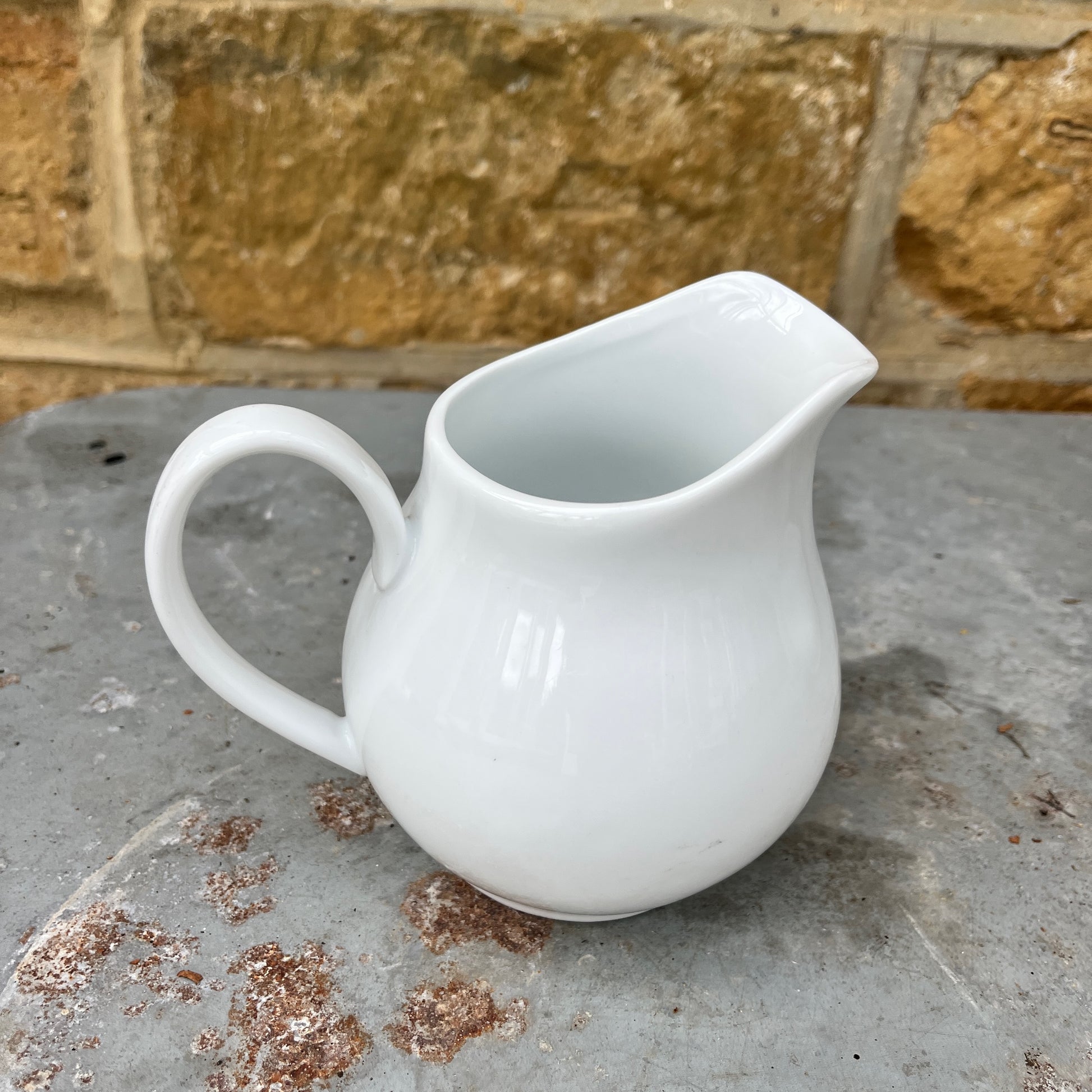 Two white ceramic pitchers or jugs - french - vintage