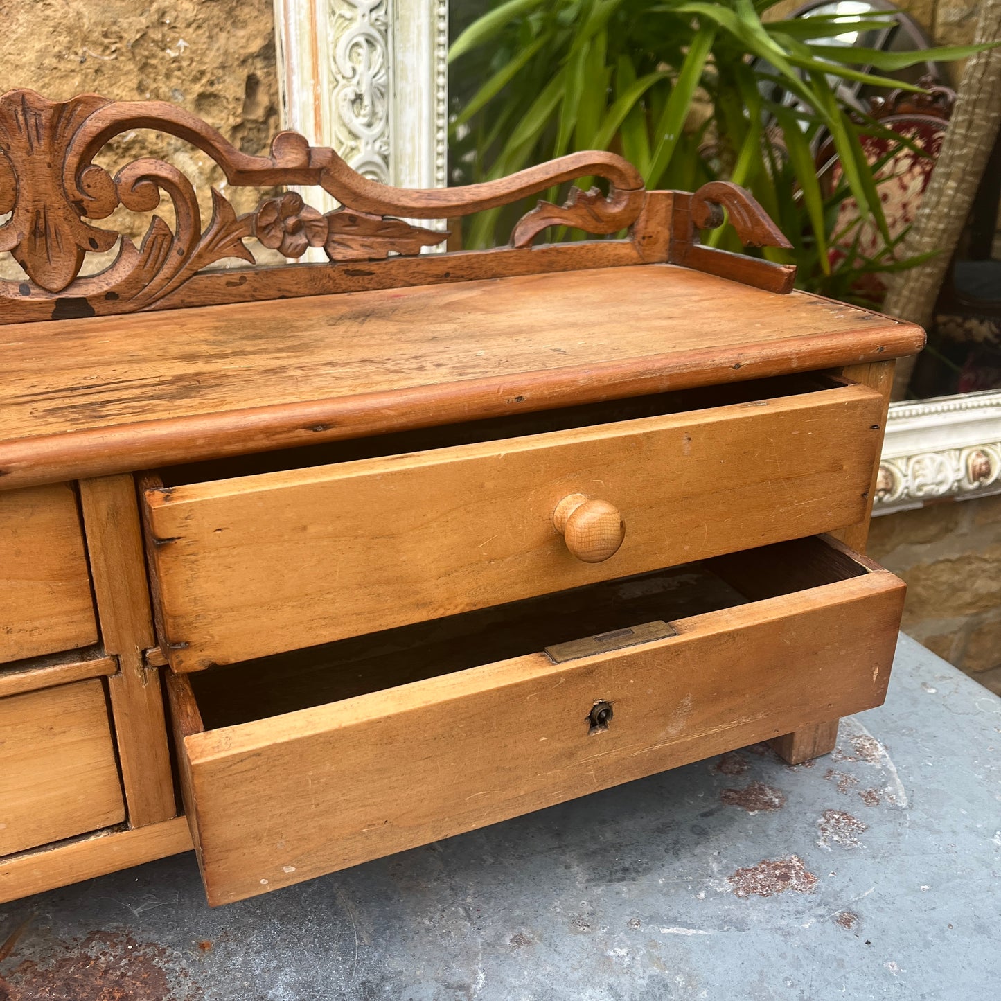 Antique Victorian Pine Box with drawers