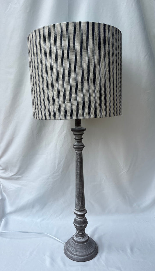 Blue & white ticking handmade lamp shade