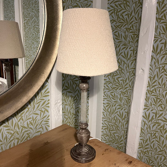 Lamp with handmade boucle shade