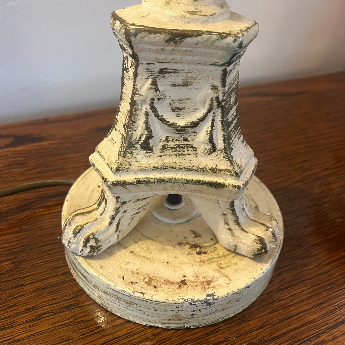 Antique European lamp with handmade shade