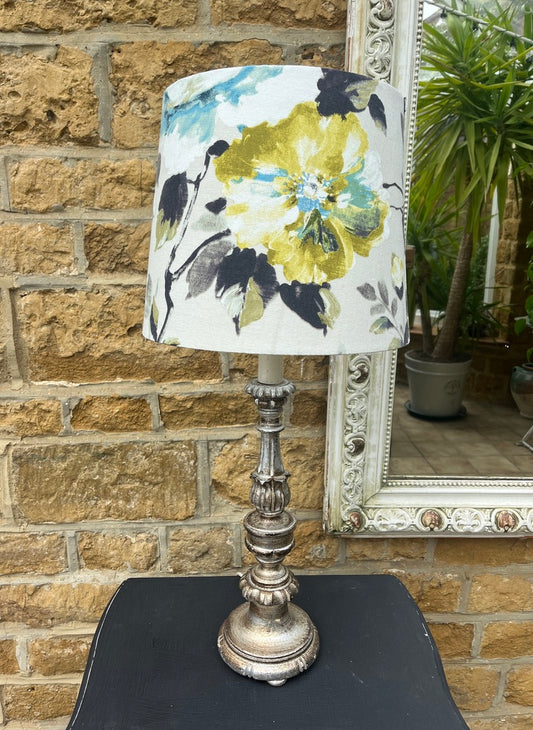 Vintage florentine style lamp with complementary handmade lamp shade