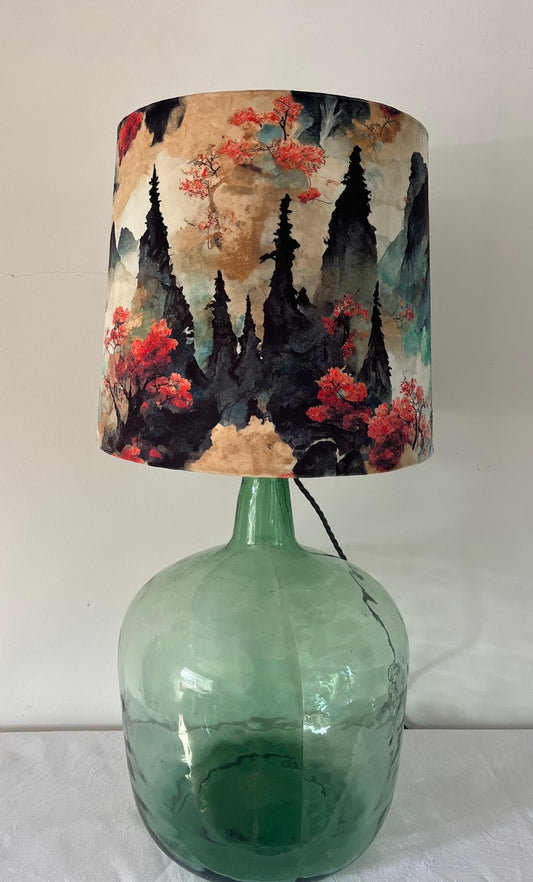 Unique carbuoy lamp with handmade velvet lamp shade