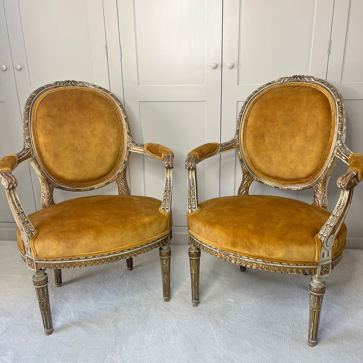 Pair of Antique French Louis Philippe Style Fauteuils