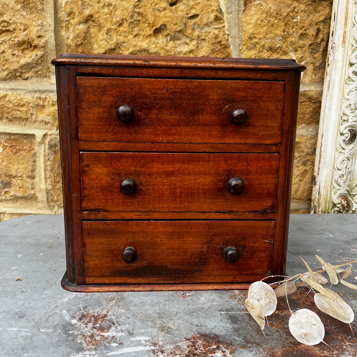 Antique Wooden Salesman's Sample Minature Chest of Drawers
