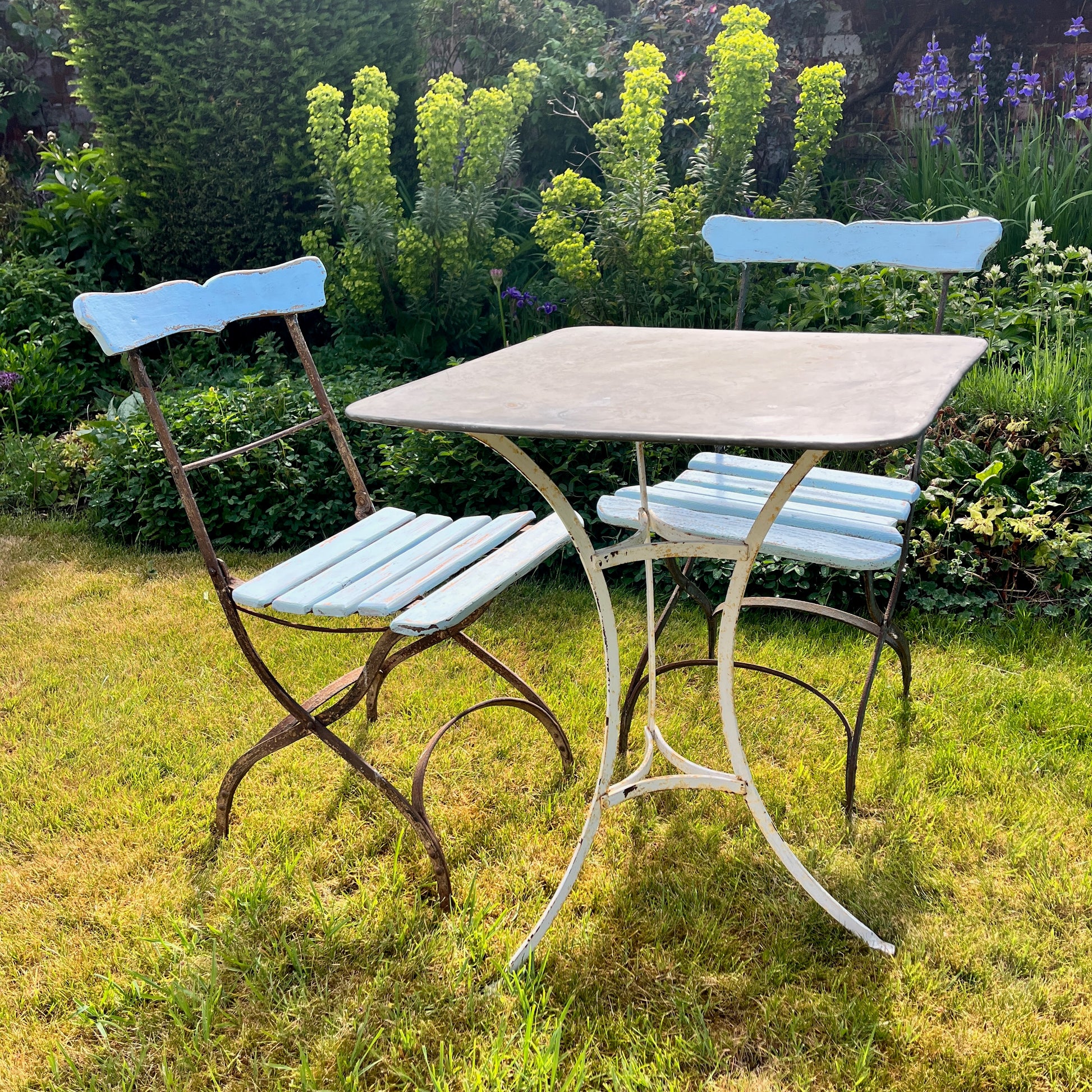Galvanized Metal Garden Table And Chairs Vintage French Bistro Set