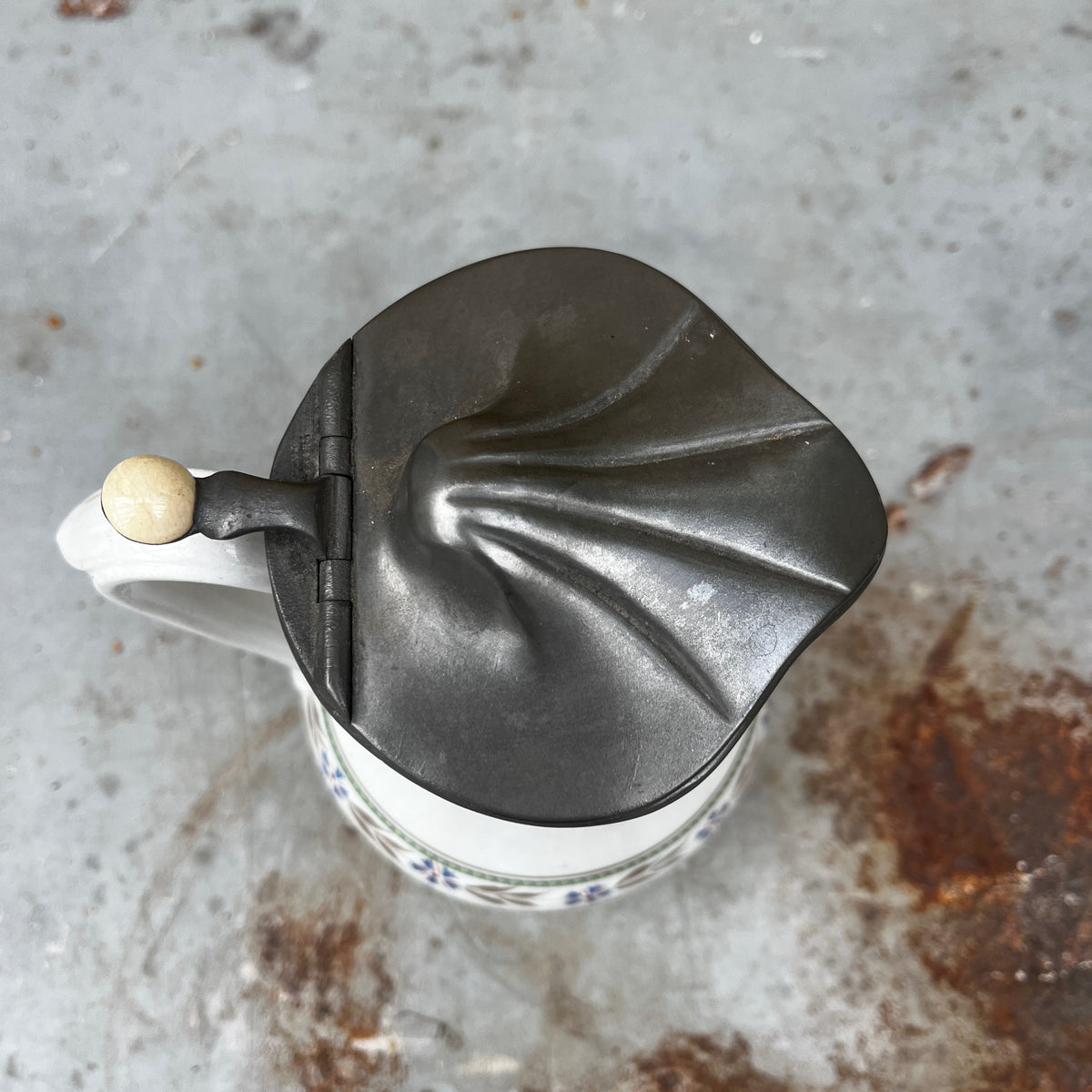Vintage Bohemian Jug with Pewter Lid