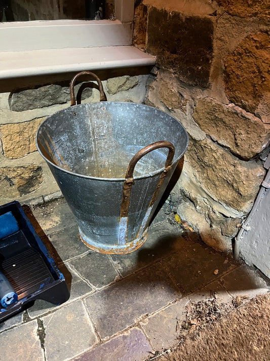 Galvanised metal Indian bucket