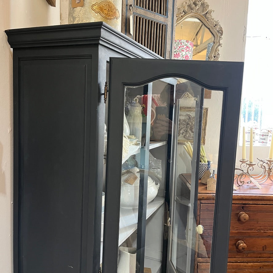 2 door cabinet with glass doors & 3 shelves