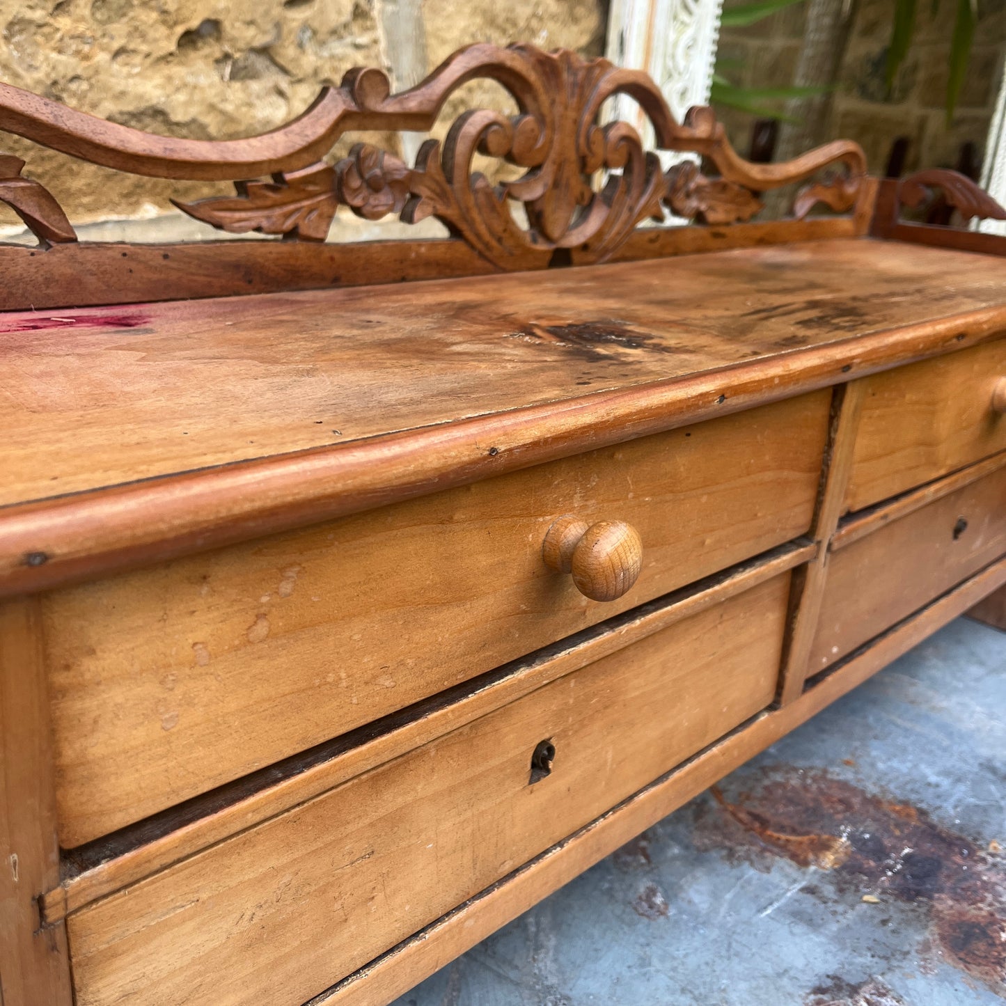 Antique Victorian Pine Box with drawers