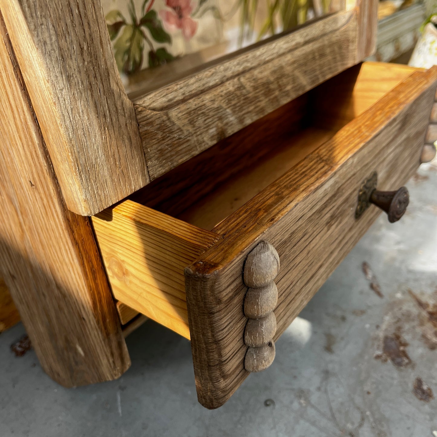Vintage French Wall Cabinet with Vintage French Paper Back