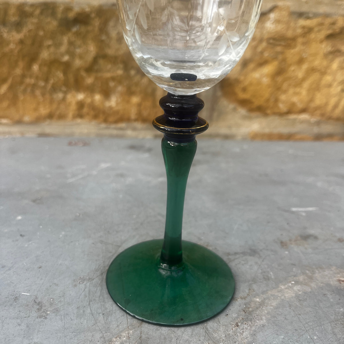 A Set of Six Mid-Century French Wheel-Cut Wine Glasses