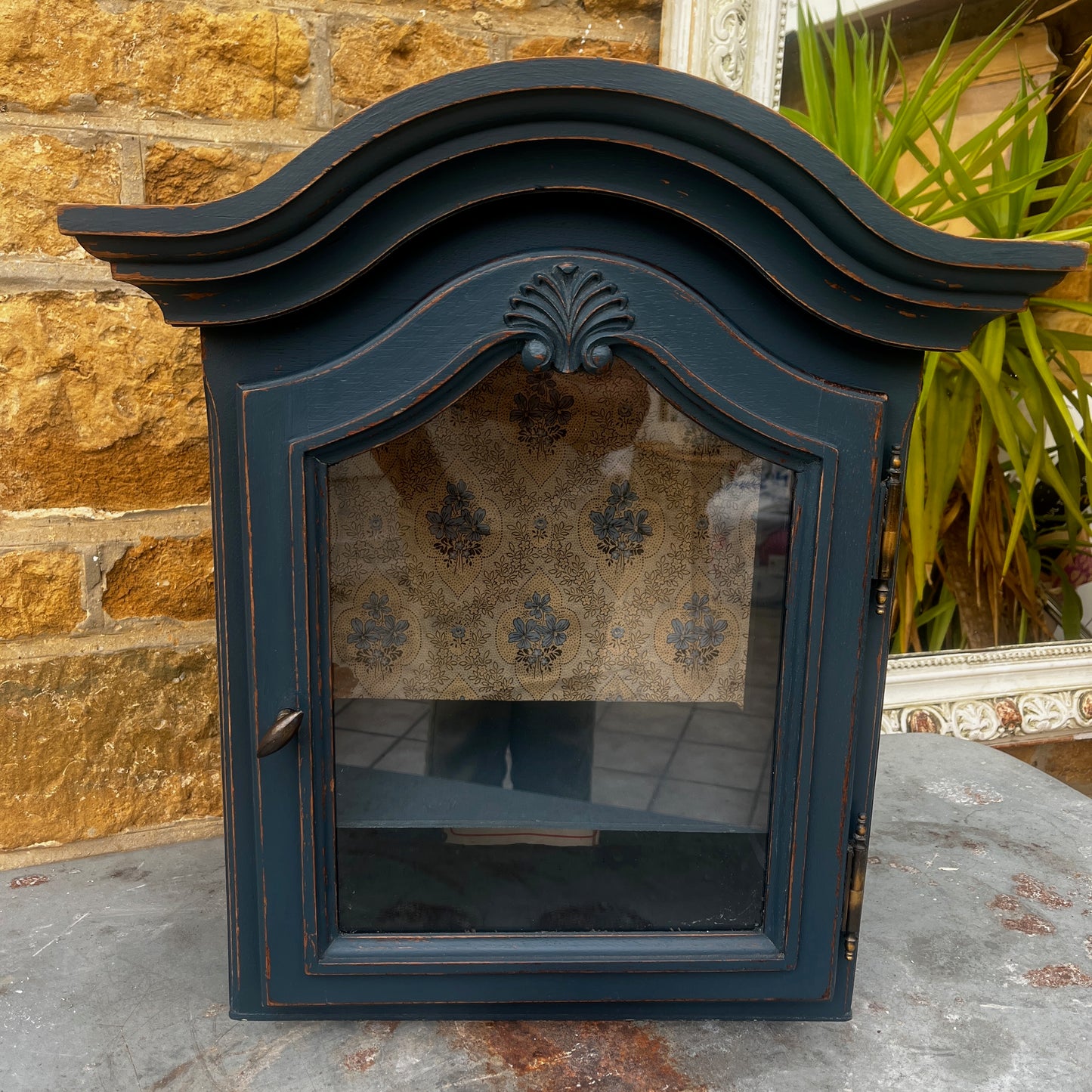 Vintage French Clock Cupboard in Blue