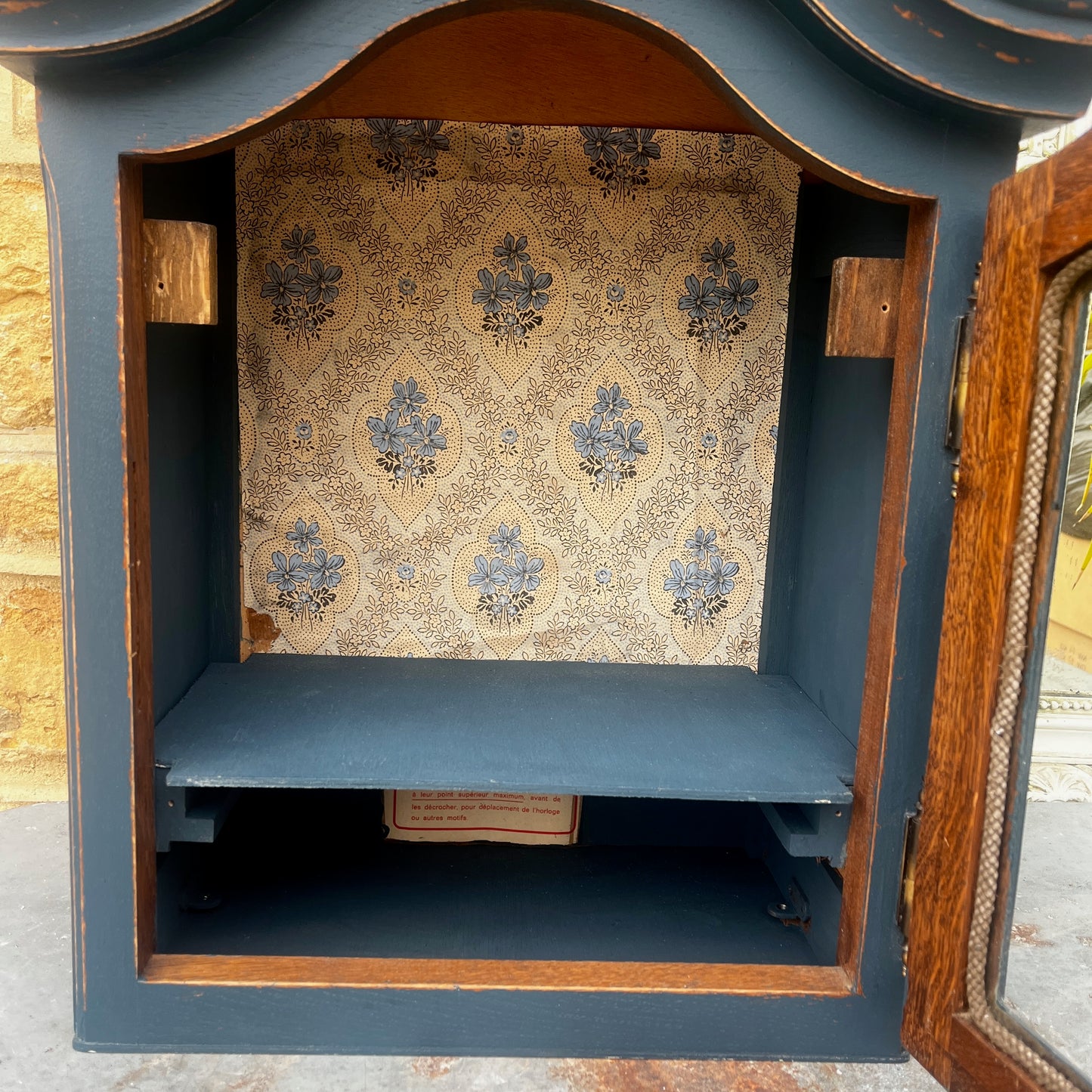 Vintage French Clock Cupboard in Blue
