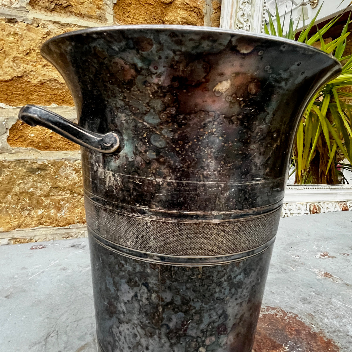 Vintage French silver-plated champagne bucket with a classic elegant design