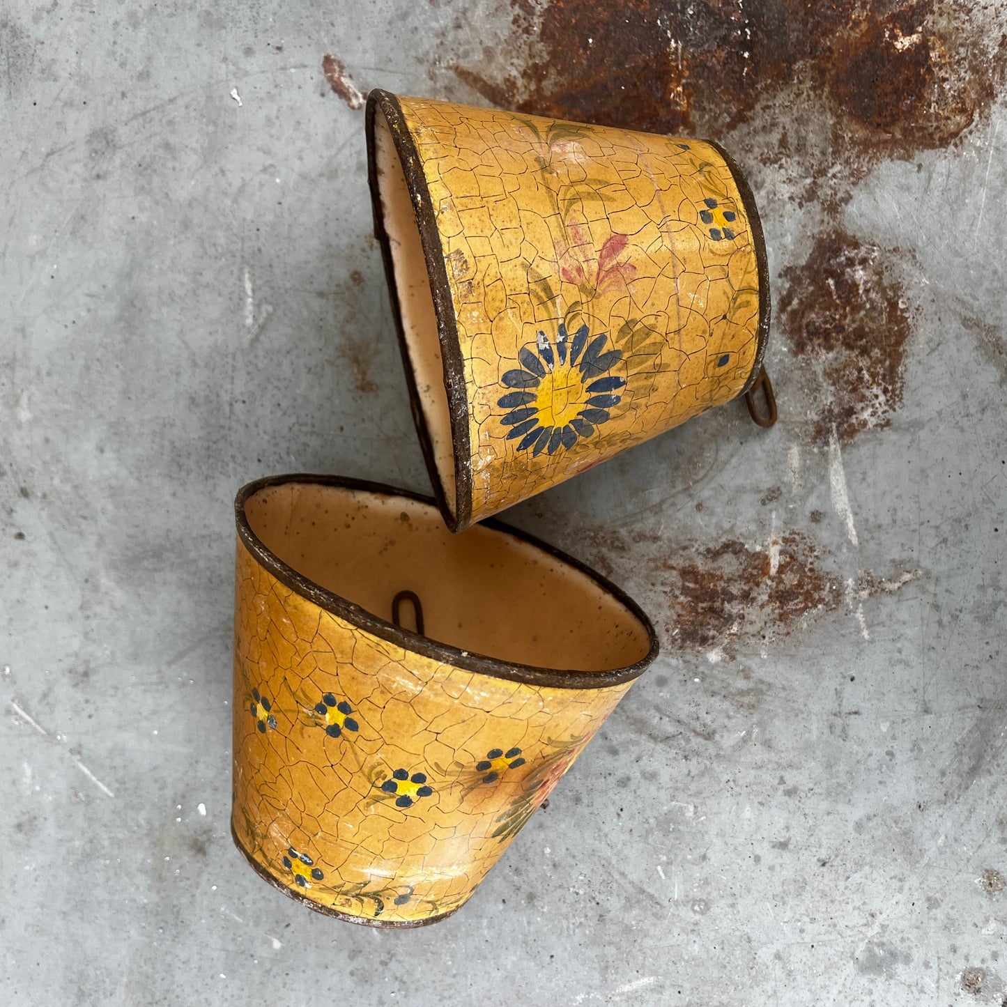 A Pair of Hand-Painted Vintage French Lamp Shades