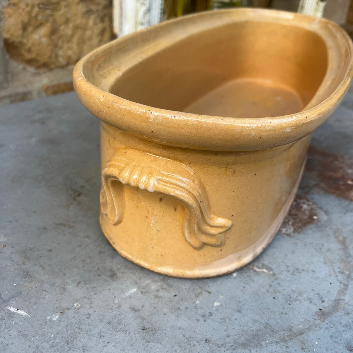 Antique French Earthenware Terrine / Jardiniere with Lug Handles