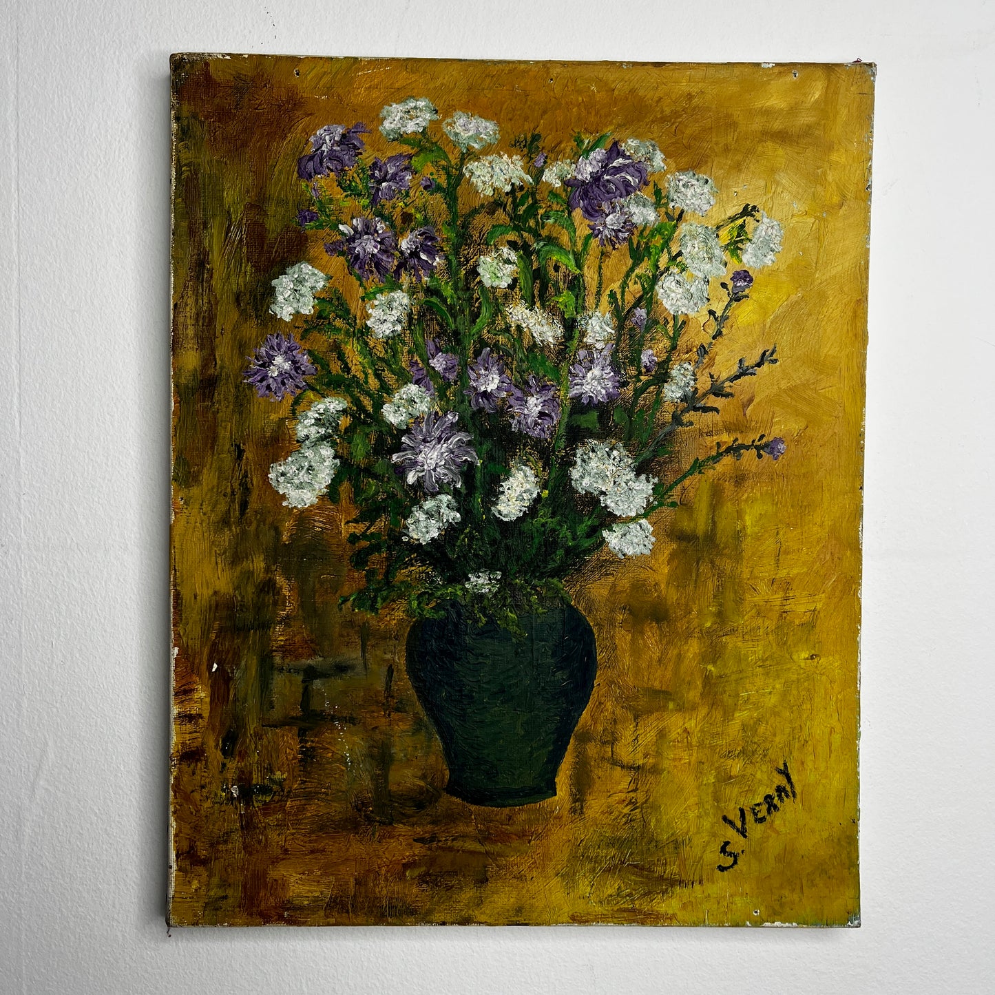 Vintage French Still Life - Purple & White Flowers
