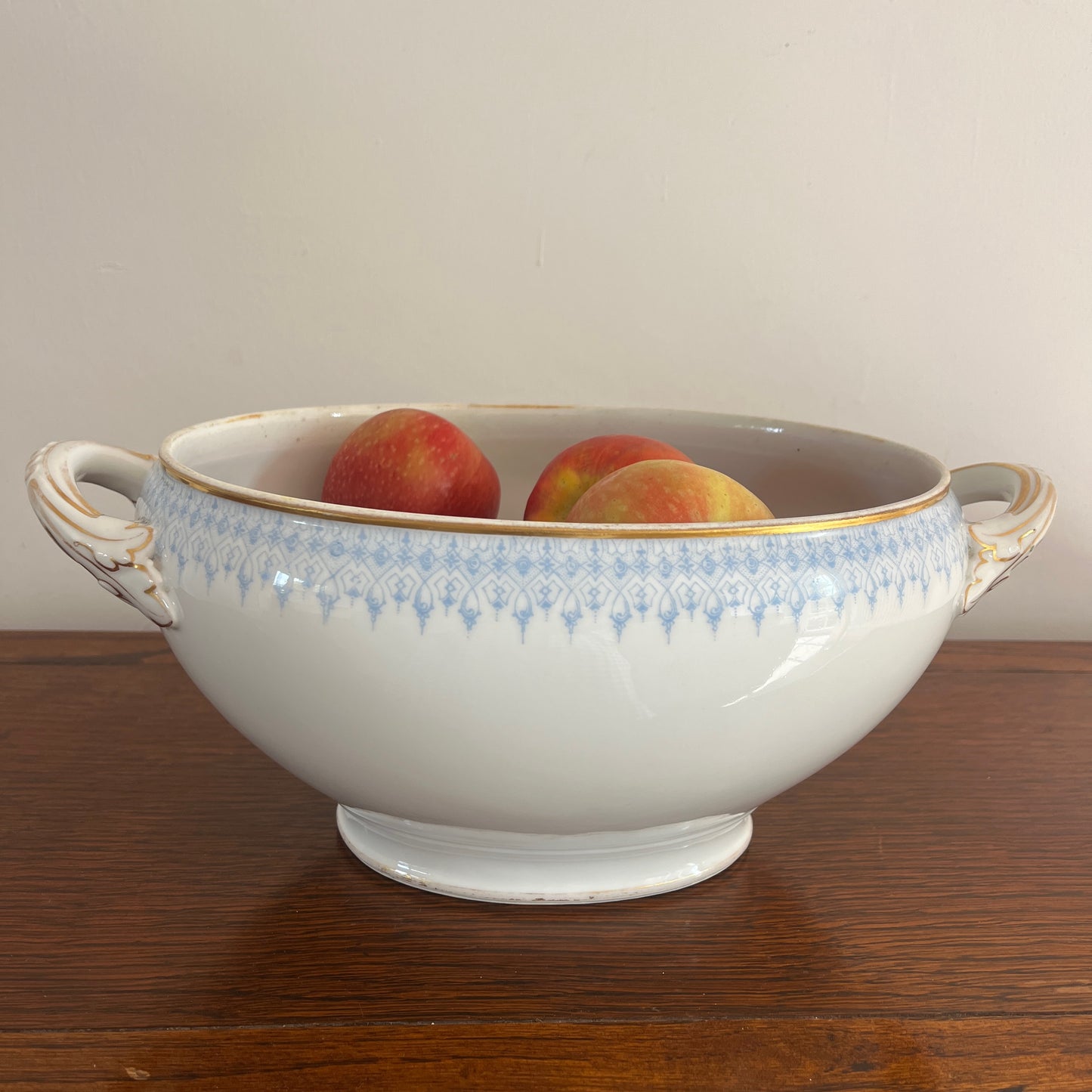 Antique M. Roden Limoges porcelain soup tureen (soupière), featuring ornate decorative detailing and a classic elegant design